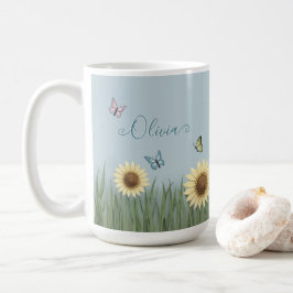 Solros Fjäril Blomma Kaffemugg