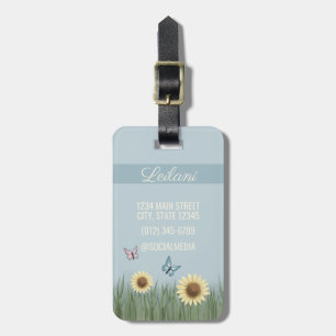 Solros Fjäril Blommig Resväskemärke Bagagebricka