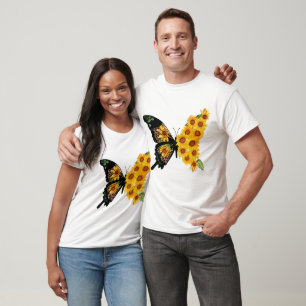 Solros Fjäril Leopardtryck Blommig T-Shirt