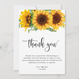 Solros födelsedag tack kort