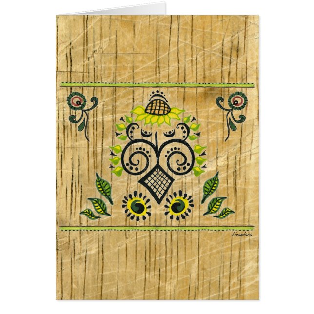 Solros Folk Mönster av Alexandra Cook Hälsningskort (Framsidan)