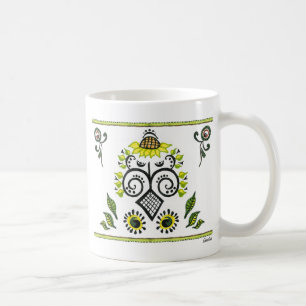 Solros Folk Mönster av Alexandra Cook Kaffemugg