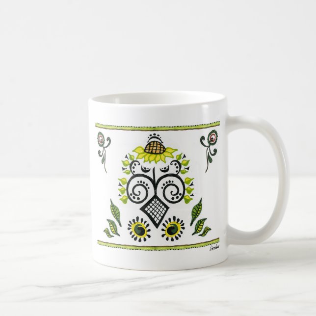 Solros Folk Mönster av Alexandra Cook Kaffemugg (Höger)