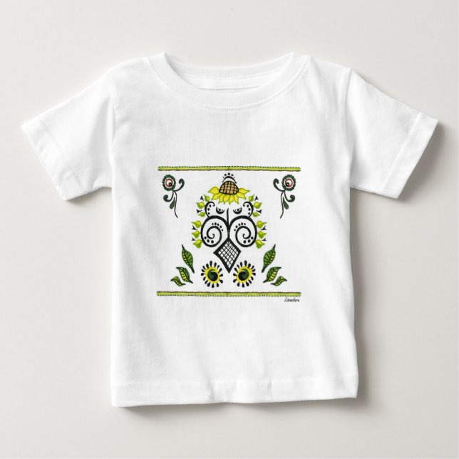 Solros Folk Mönster av Alexandra Cook Tee Shirt (Framsida)