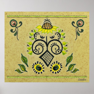 Solros Folk Mönster Poster