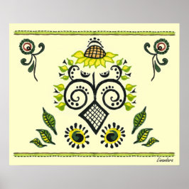 Solros Folk Mönster Poster