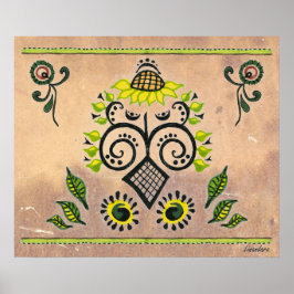 Solros Folk Mönster Poster