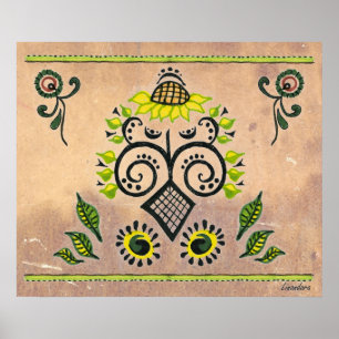 Solros Folk Mönster Poster