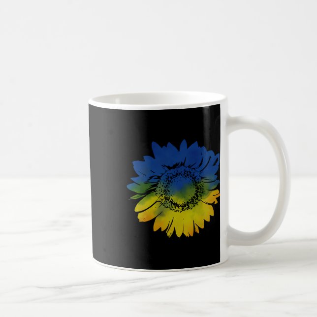 Solros för Ukrainas flagga Färger Blå Gul  Kaffemugg (Höger)