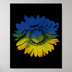 Solros för Ukrainas flaggfärger Blå Gul Poster