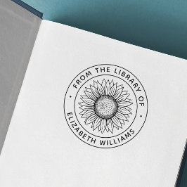 Solros från bibliotek för anpassat boknamn självfärgande stämpel