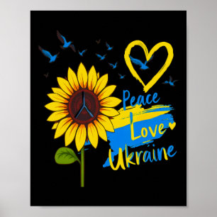Solros Fred kärlek Ukraina Ukraina Flagga Karta Poster