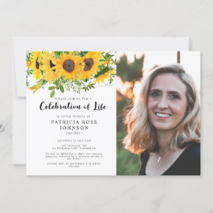 Solros Funeral Firande of Life Photo Inbjudningar