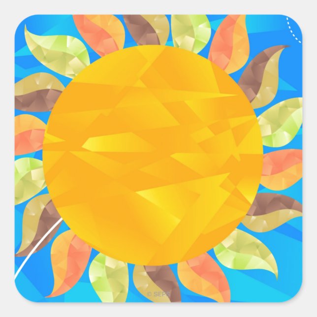 Solros Fyrkantigt Klistermärke (Framsida)