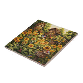 Solros Garden 12 Bird Houses Blue Birds Kakelplatta