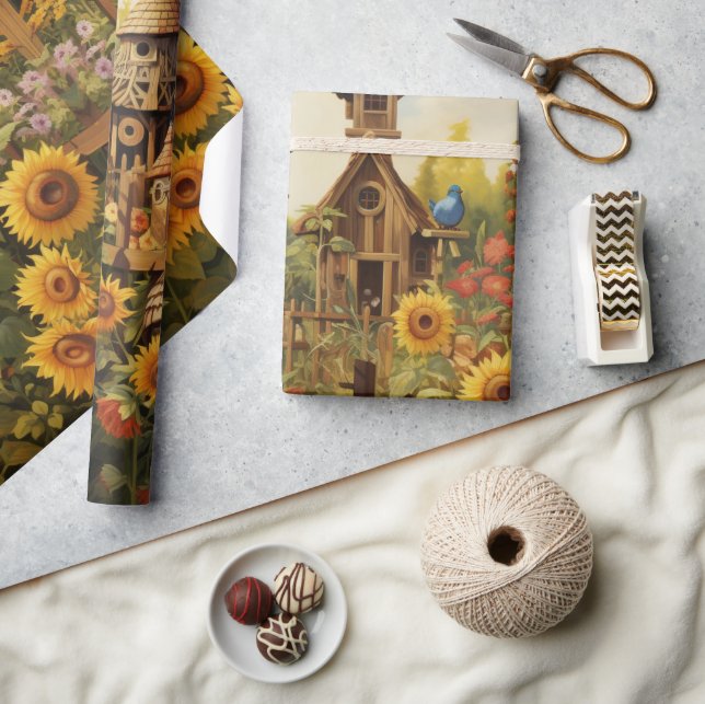 Solros Garden Bird Houses Presentpapper (Hantverk)