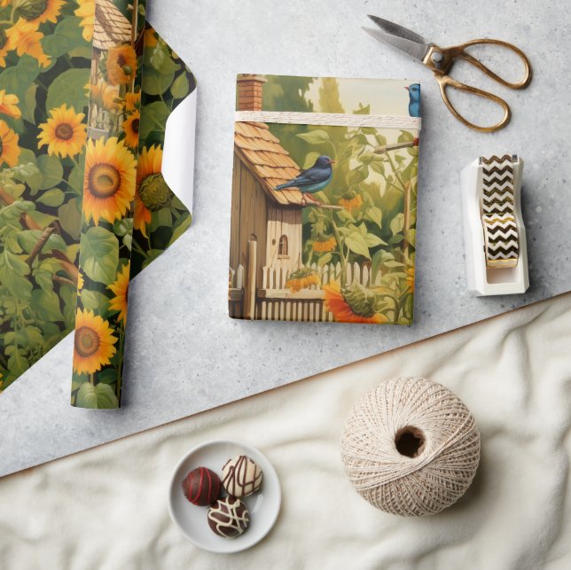 Solros Garden Bird Houses Presentpapper (Hantverk)