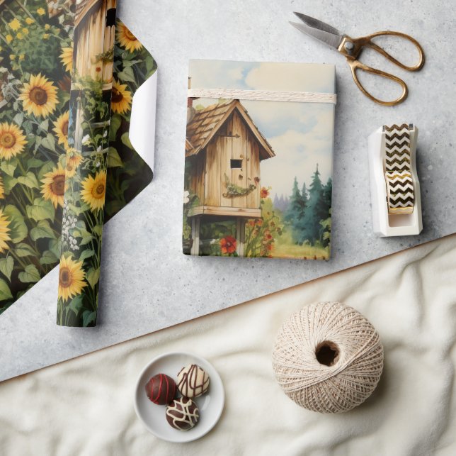 Solros Garden Bird Houses Presentpapper (Hantverk)