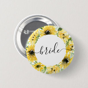 Solros Garden Brudens sida Button - Bride Knapp