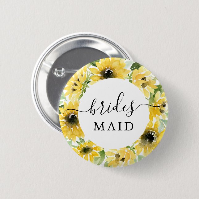 Solros Garden Brudens sida Button Bridesmaid Knapp (Framsida & baksida)