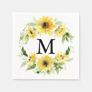 Solros Garden Monogram Bröllop Cocktail Napkin Pappersservett