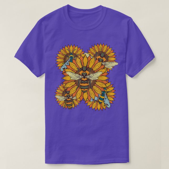 Solros Gardener Hippie Flower Blommars Bee Sunf T Shirt (Design framsida)
