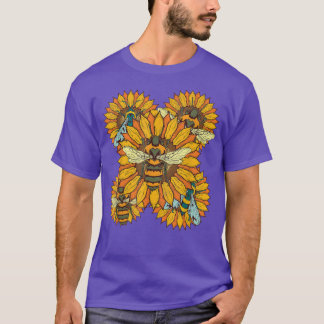 Solros Gardener Hippie Flower Blommars Bee Sunf T Shirt