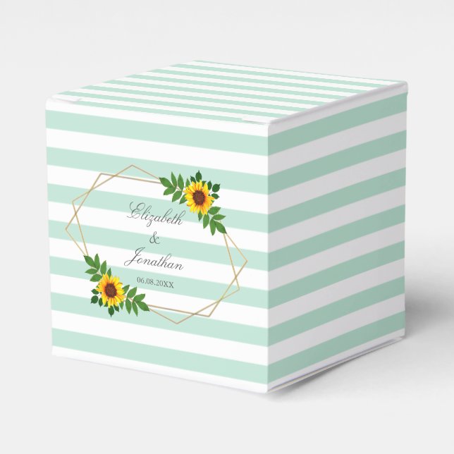 Solros Geometric Bröllop Presentaskar (Framsidan Sidan)