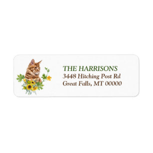 Solros Ginger Maine Coon Cat Returadress Etikett