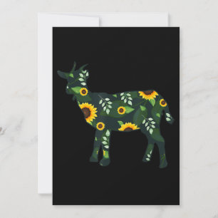 Solros Girl Blommigt Goat Kid Hawaiian Julkort