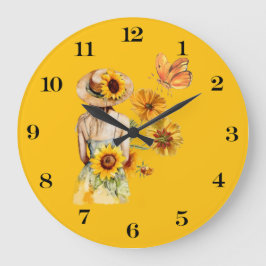 Solros Girl Wall Clock Stor Klocka