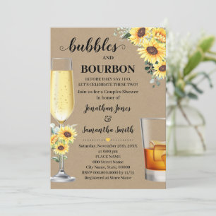 Solros Greenery Bubbles & Bourbon förut Inbjudningar
