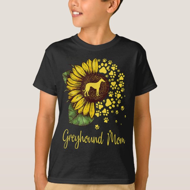 Solros Greyhound Mamma Hund älskare T Shirt (Framsida)