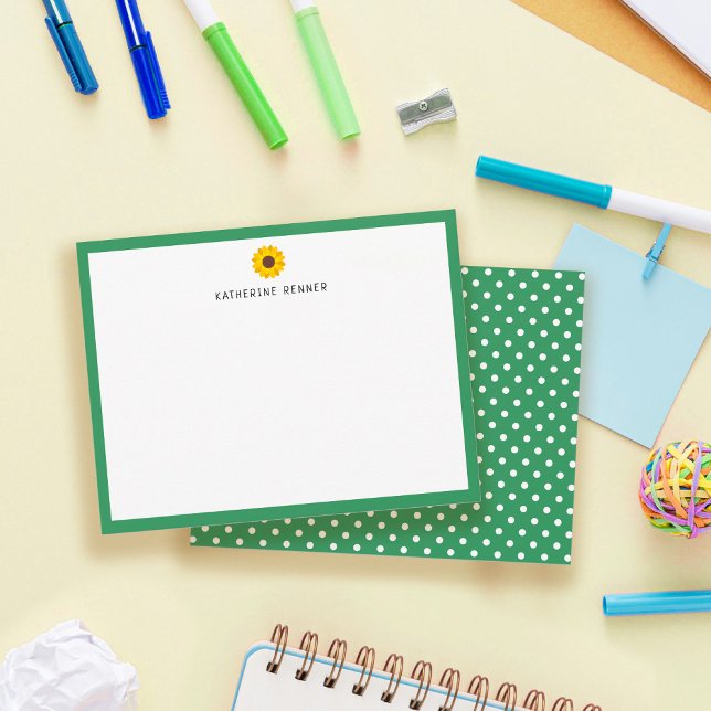 Solros Grönt Gräns Personlig Tack Kort (Skapare uppladdad)