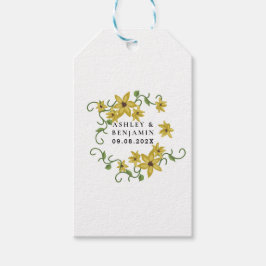 Solros Gul Blommig Botanisk Handritad Olja Presentetikett