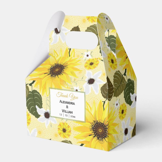 Solros Gul Land Floral Trädgård | Bröllop Presentaskar (Framsidan Sidan)