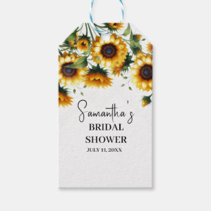 Solros Gula Blommor Rustik Bröllopsdusch Presentetikett