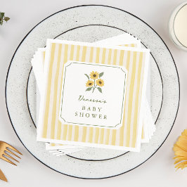 Solros & gula ränder Baby Shower Pappersservett