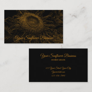 Solros Guld Black Blommigt Art Elegant Luxury Visitkort