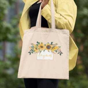 Solros Guld Personlig Blommigt Flower Tygkasse