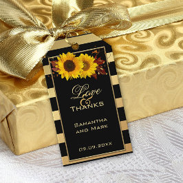 Solros Guld Stripe Bröllop Gift Märkre Presentetikett