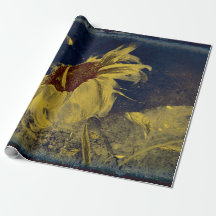 Solros Gult Blue Sketch Art Vintage Antique