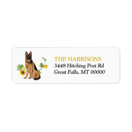 Solros Gult German Shepherd Hund Returadress Etikett