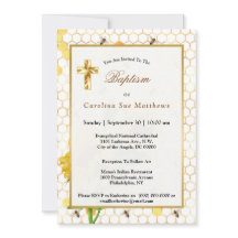 Solros Gult Honeycomb Bees Guld Baptism