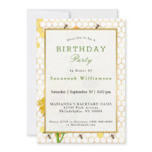 Solros Gult Honeycomb Bees Guld Birthday