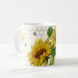 Solros Gult Honeycomb Bees Guld Kaffemugg