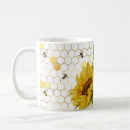 Solros Gult Honeycomb Bees Guld Kaffemugg