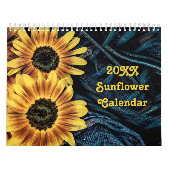 Solros Gult Rustic Land Bevalt 2024 Kalender (Omslag)
