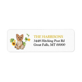Solros Gult Yorkshire Terrier Returadress Etikett