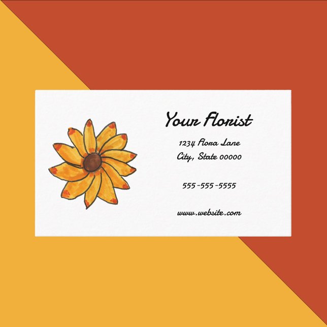 Solros Hand plockade personalize Visitkort (A business card with a hand drawn sunflower and text you can personalize!)